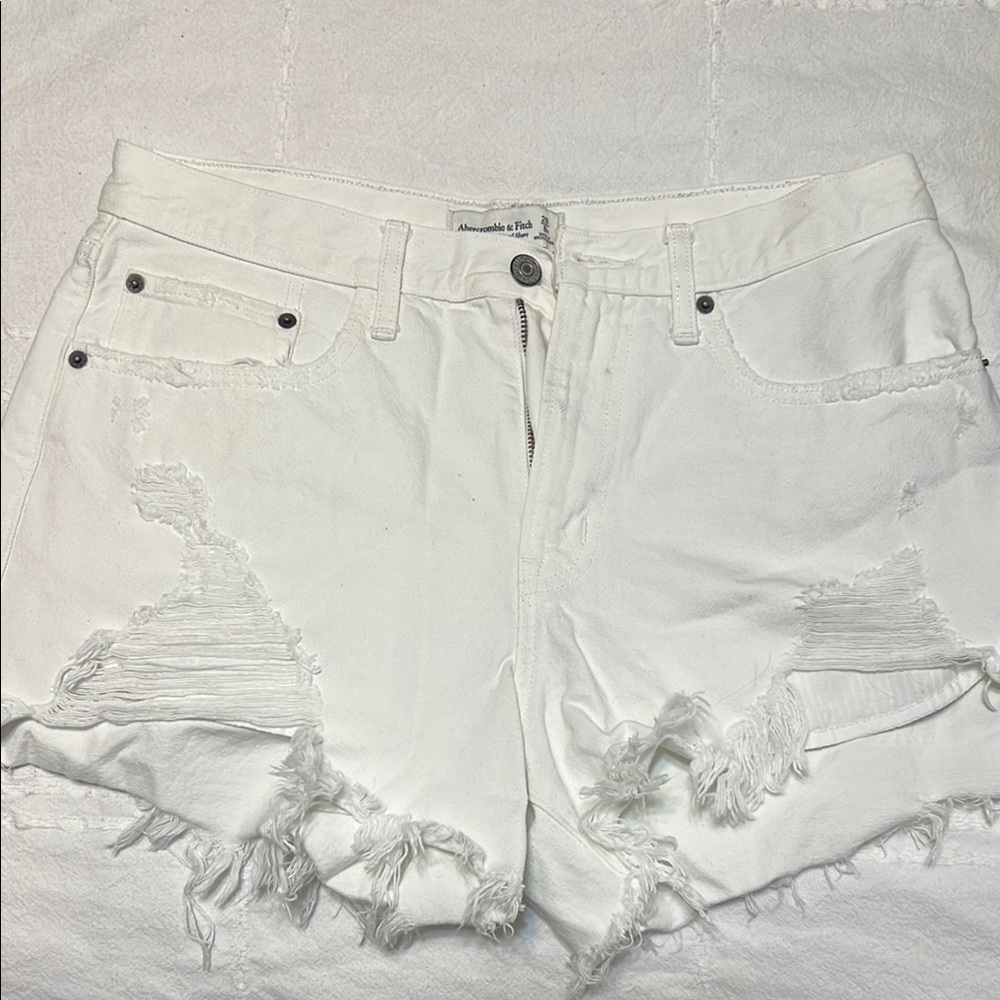 White Distressed Denim Shorts 6/28